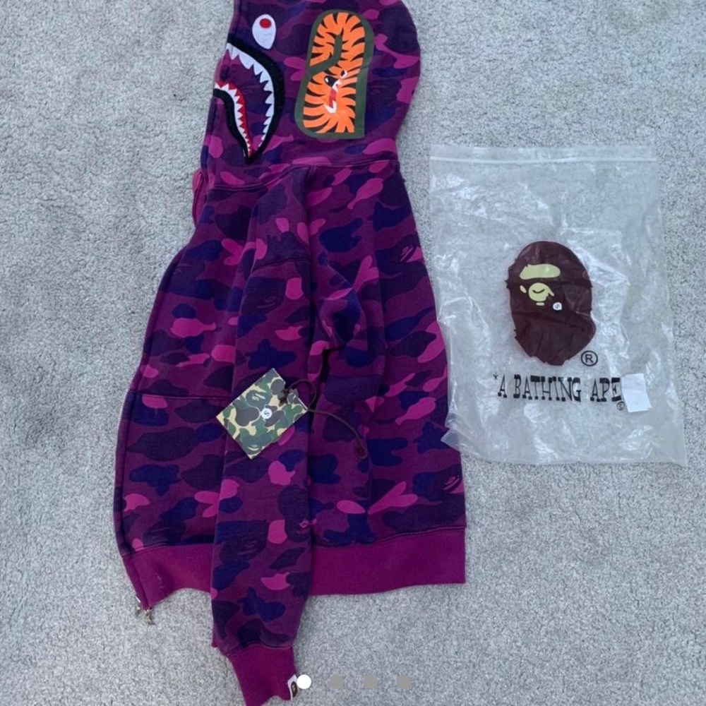 Bape Purple Color Camo Shark Full Zip Hoodie